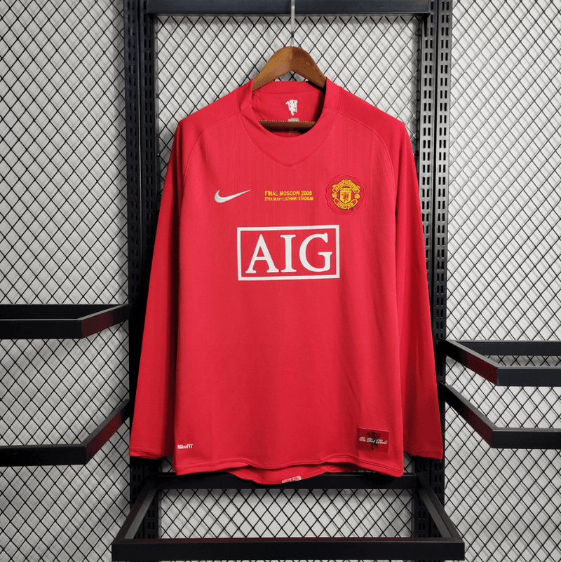 Camisa Manga longa Manchester United 2007/08 - Retrô - Vermelha